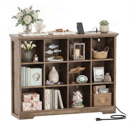 12 Cube Organizer Cabinet with Charging Station & USB Ports