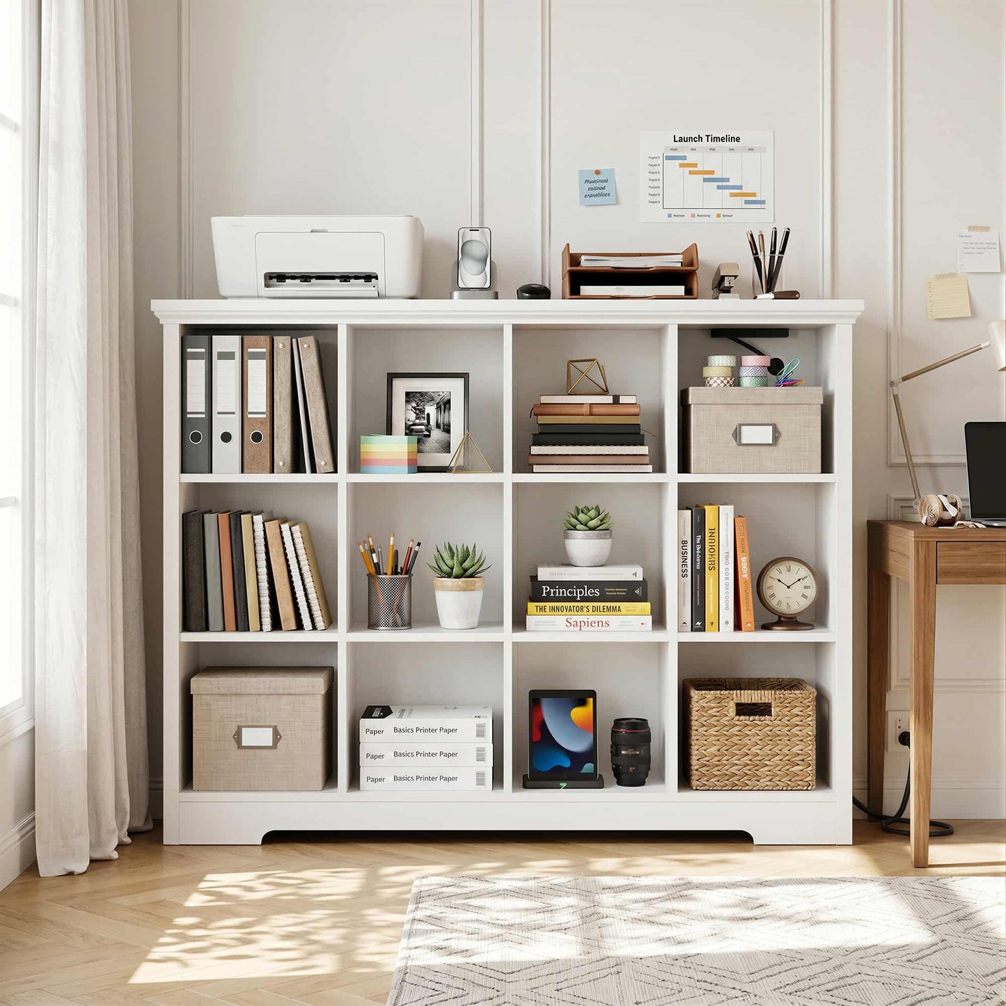 12 Cube Organizer Cabinet with Charging Station & USB Ports