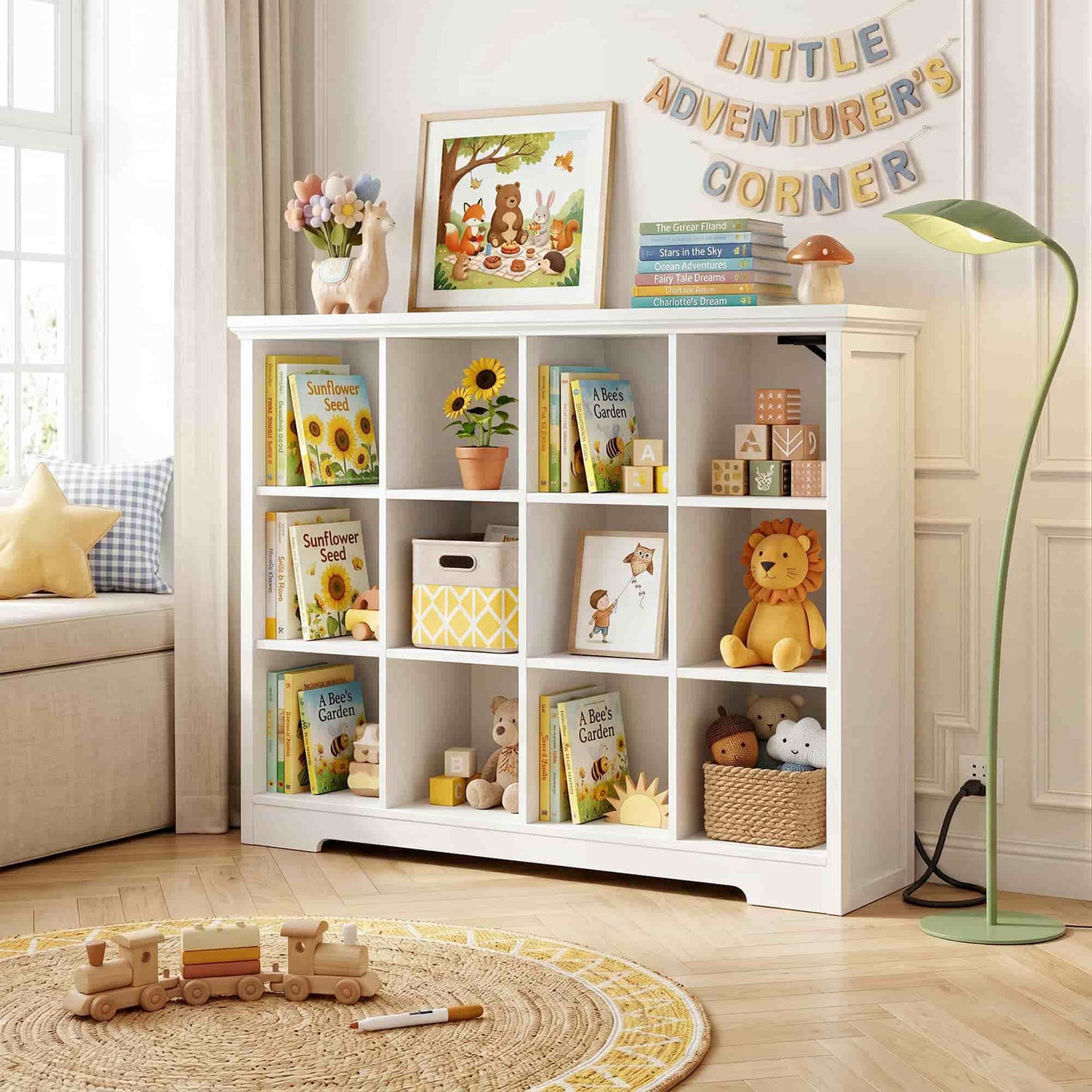 12 Cube Organizer Cabinet with Charging Station & USB Ports