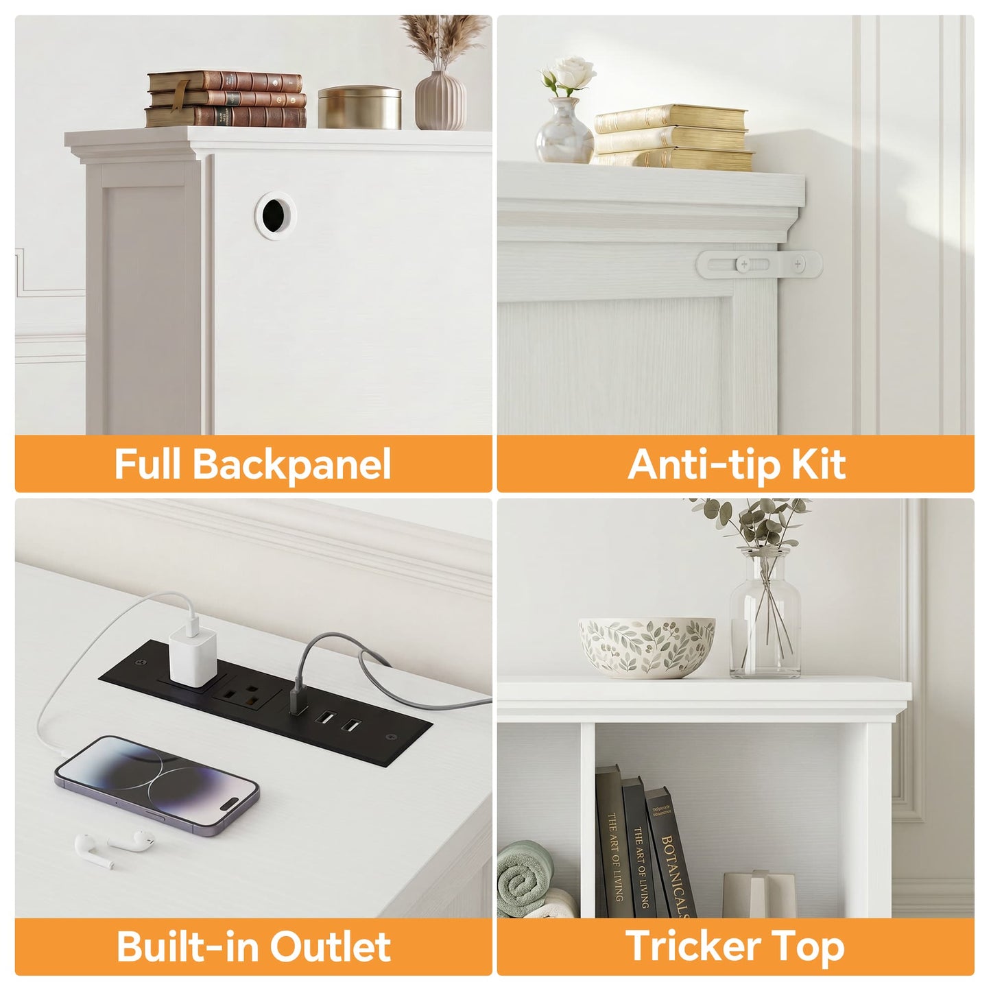 12 Cube Organizer Cabinet with Charging Station & USB Ports
