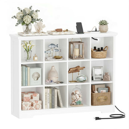 12 Cube Organizer Cabinet with Charging Station & USB Ports