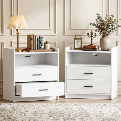 2 Drawer Nightstand with Charging Station
