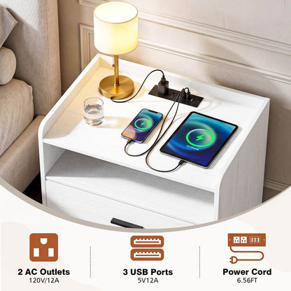 2 Drawer Nightstand with Charging Station