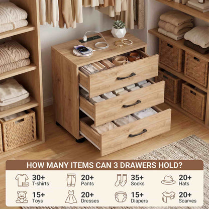 3 Drawer Dresser with Charging Station