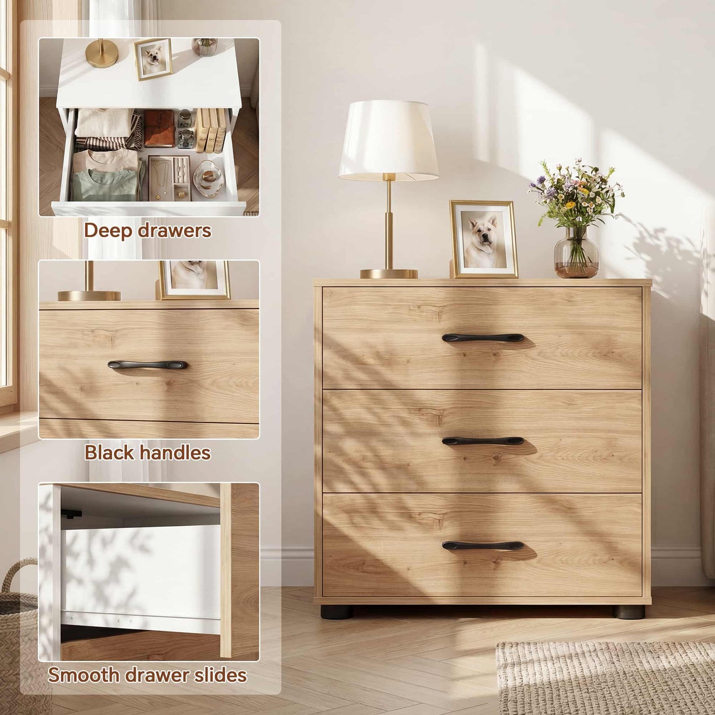 3 Drawer Dresser with Charging Station