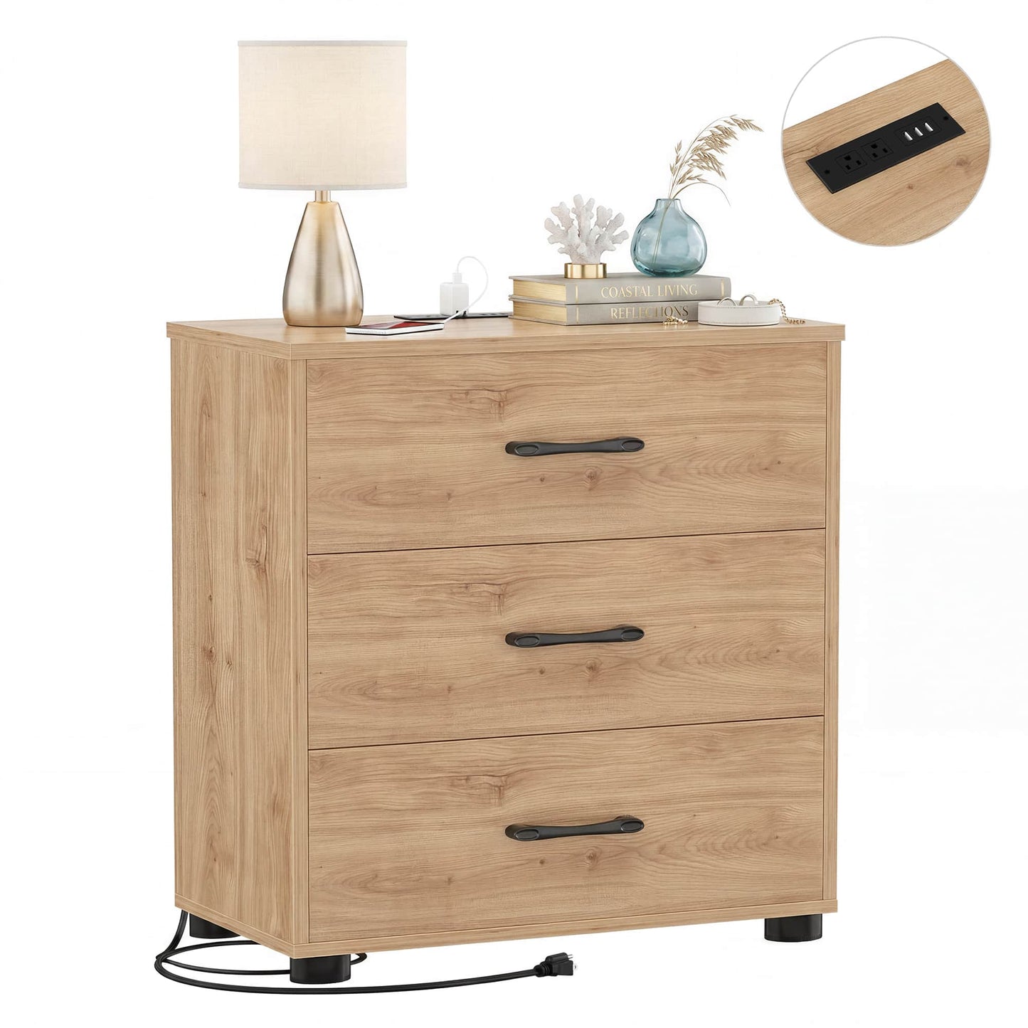 3 Drawer Dresser with Charging Station