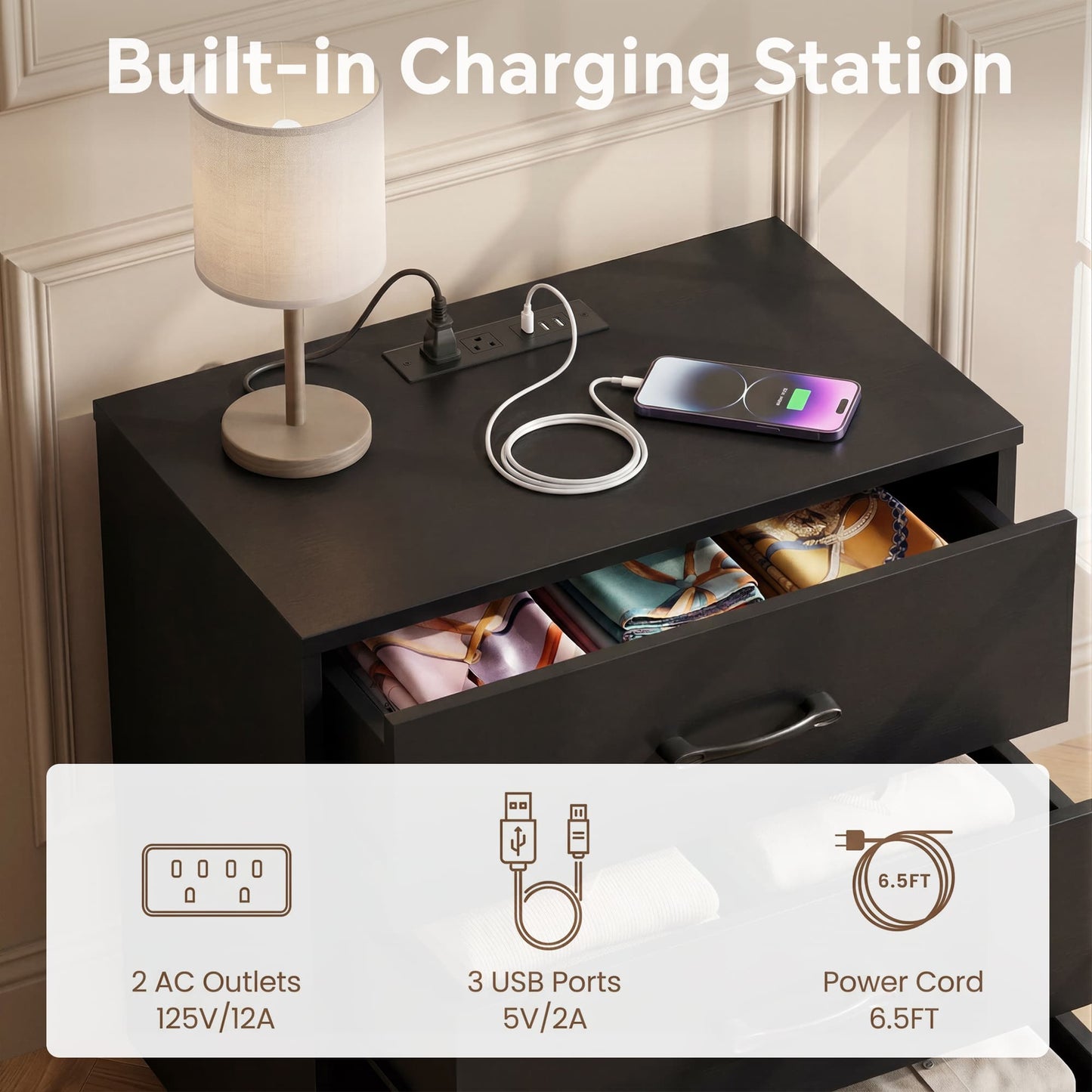 3 Drawer Dresser with Charging Station