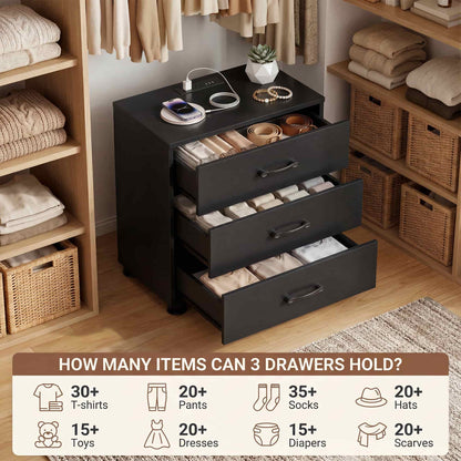 3 Drawer Dresser with Charging Station