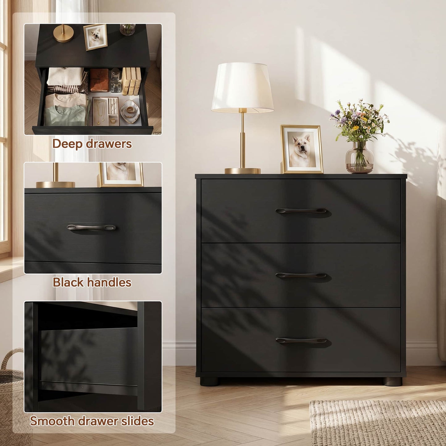 3 Drawer Dresser with Charging Station