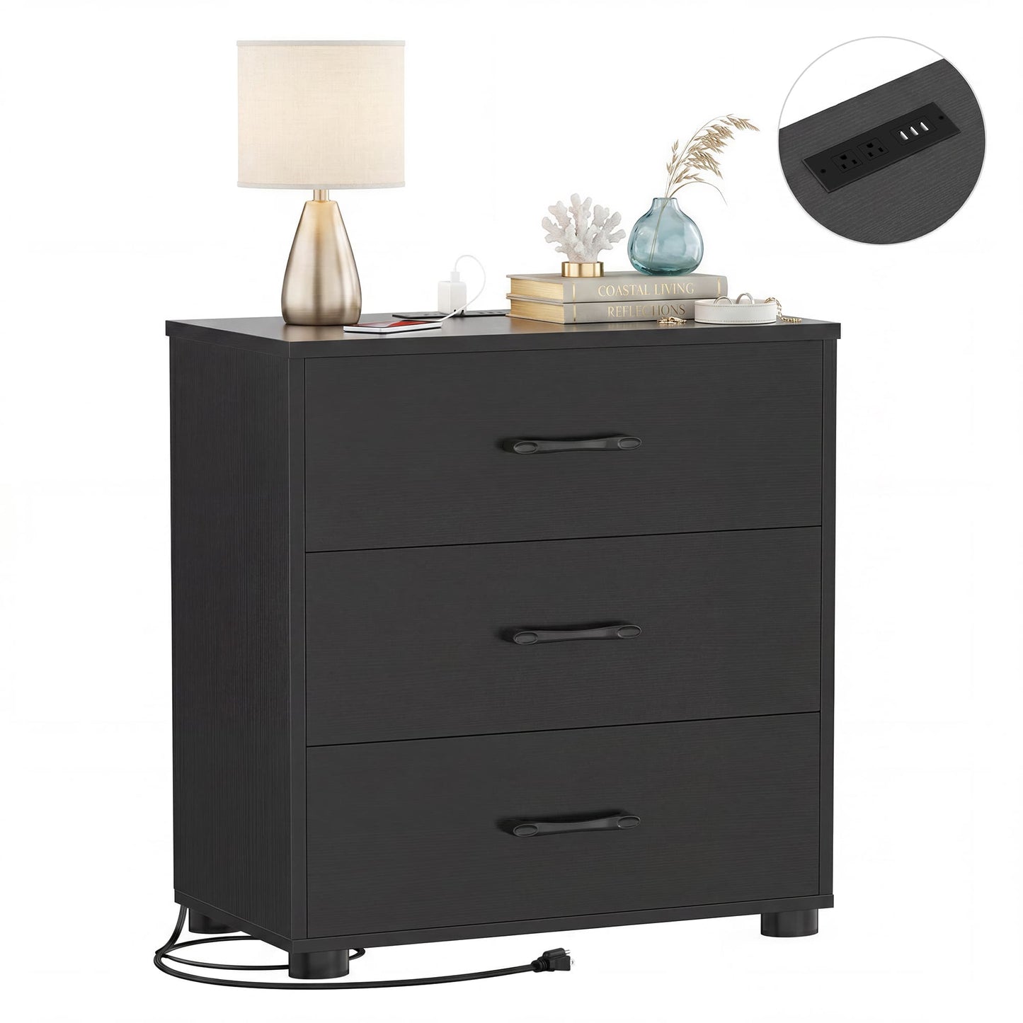 3 Drawer Dresser with Charging Station