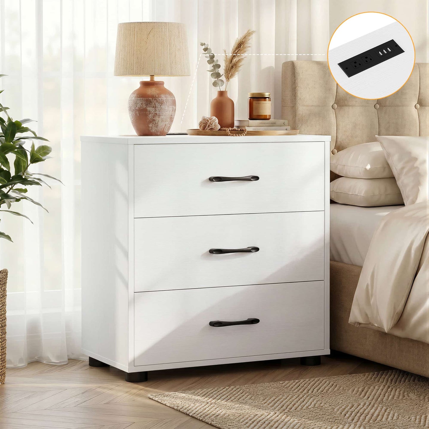 3 Drawer Dresser with Charging Station