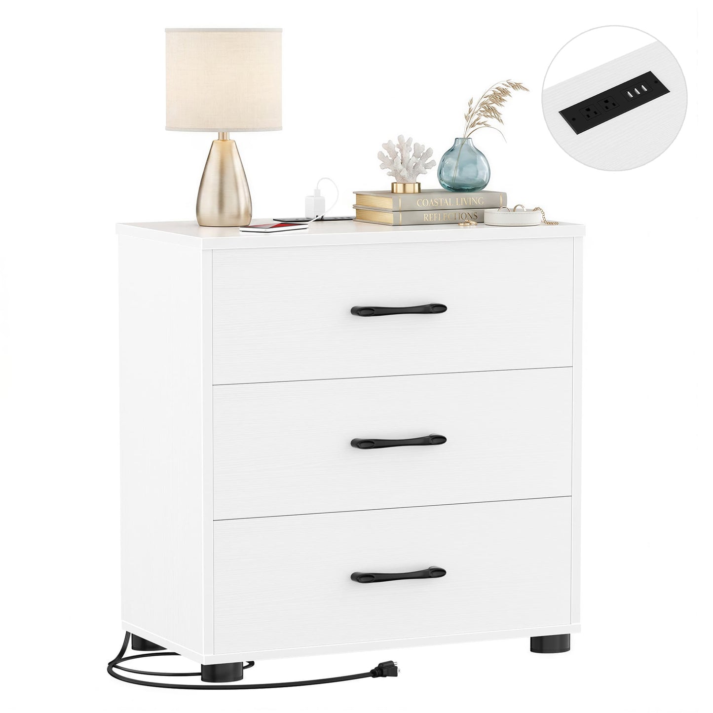 3 Drawer Dresser with Charging Station