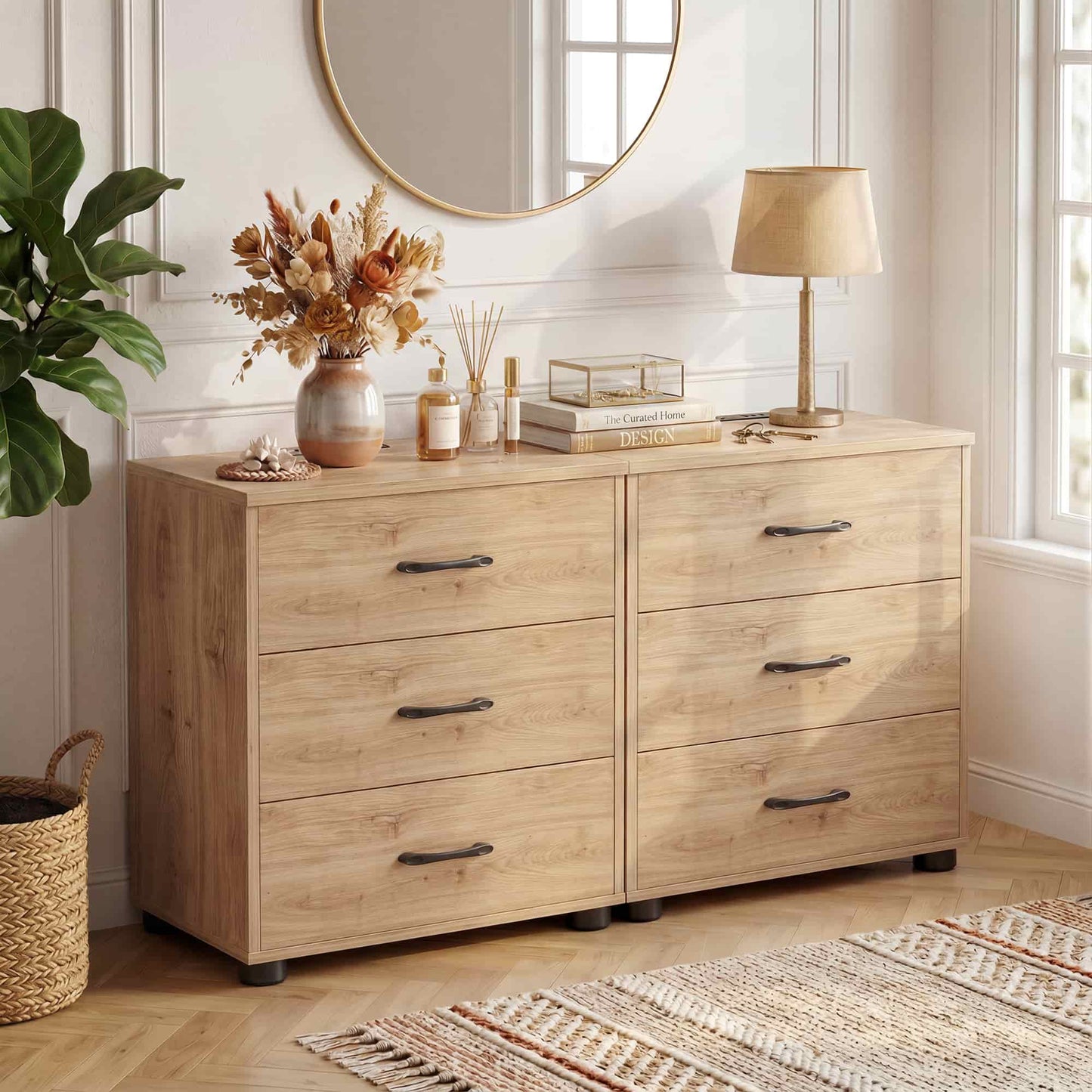 3 Drawer Dresser with Charging Station Set of 2