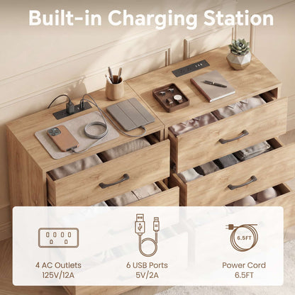 3 Drawer Dresser with Charging Station Set of 2