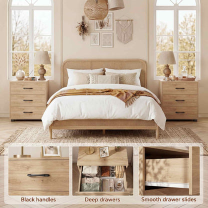 3 Drawer Dresser with Charging Station Set of 2