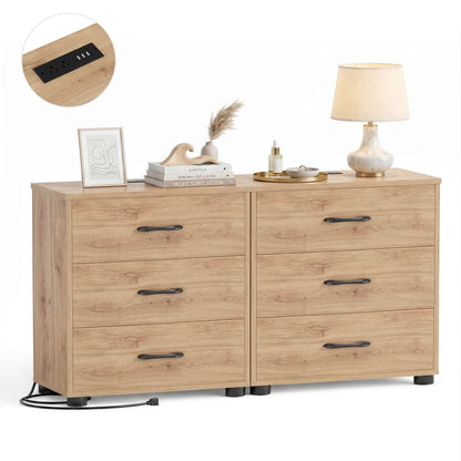 3 Drawer Dresser with Charging Station Set of 2