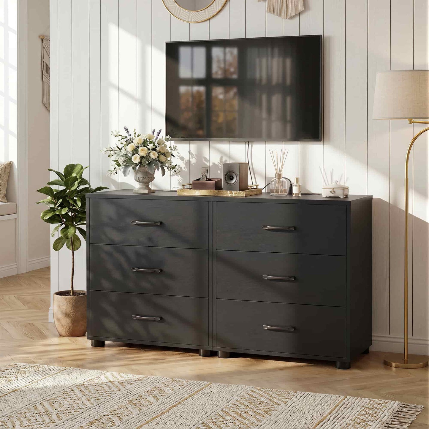 3 Drawer Dresser with Charging Station Set of 2