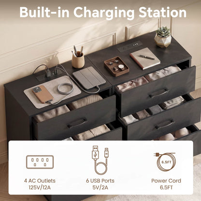 3 Drawer Dresser with Charging Station Set of 2