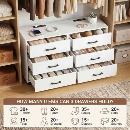 3 Drawer Dresser with Charging Station Set of 2