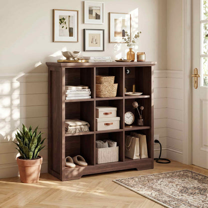 41'' Tall 9 Cube Storage Organizer with Charging Station