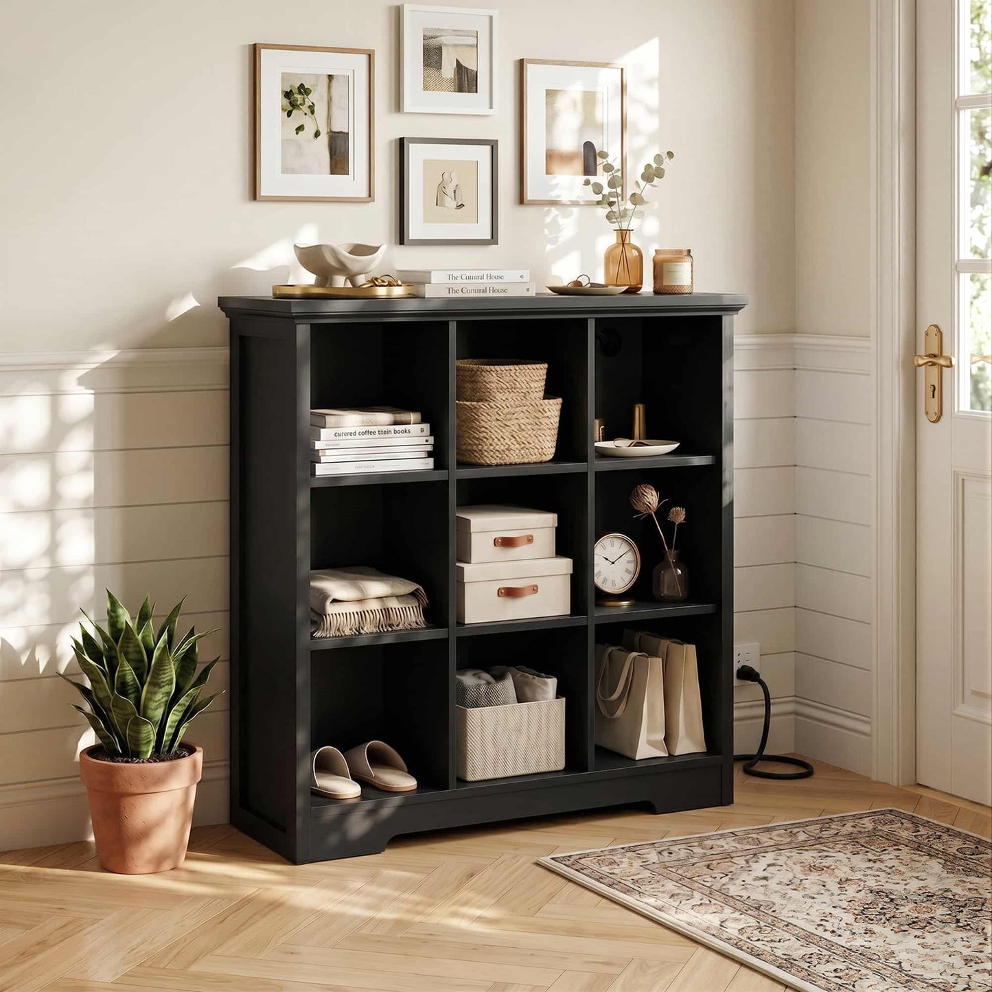 41'' Tall 9 Cube Storage Organizer with Charging Station