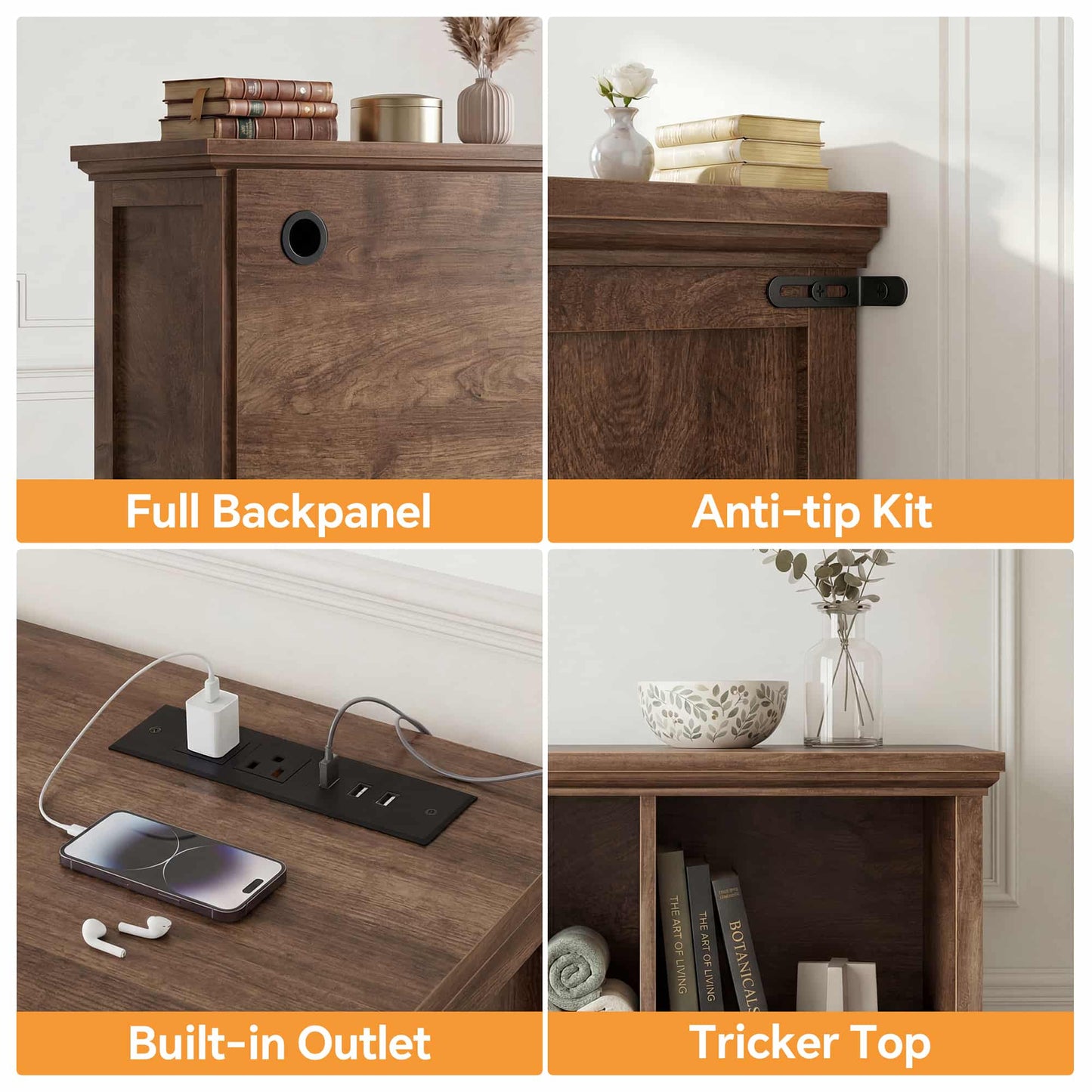 41'' Tall 9 Cube Storage Organizer with Charging Station