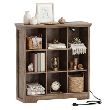 41'' Tall 9 Cube Storage Organizer with Charging Station