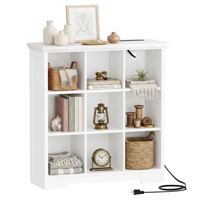 41'' Tall 9 Cube Storage Organizer with Charging Station