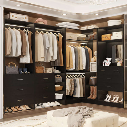 79'' Wide Closet System Set of 3, with 10 Drawrs & 2 Hanging Rods
