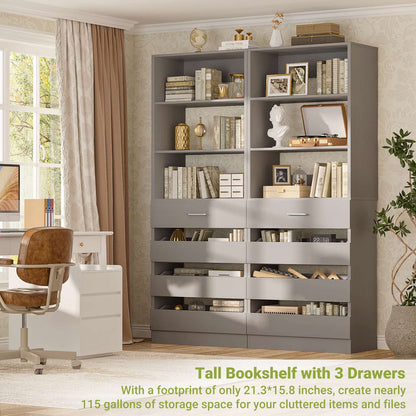 Space-Saving Modular Closet Organizer System with 4 Drawers & Adjustable Shelves - Wood Storage Cabinet