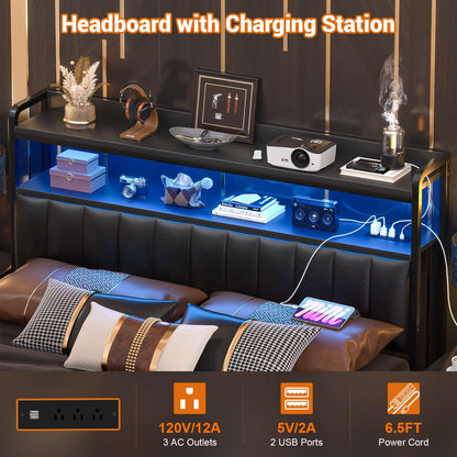 Upholstered Headboards with Outlets, USB Ports and LED Light