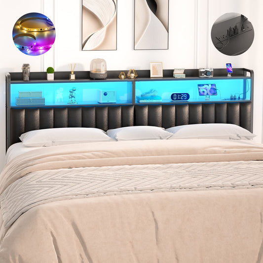 Upholstered Headboards with Outlets, USB Ports and LED Light