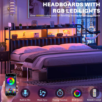 Upholstered Headboards with Outlets, USB Ports and LED Light