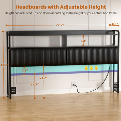 Upholstered Headboards with Outlets, USB Ports and LED Light