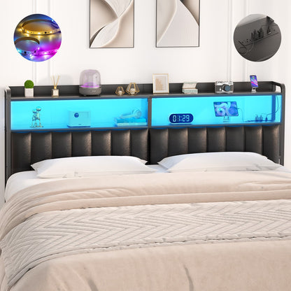 Upholstered Headboards with Outlets, USB Ports and LED Light