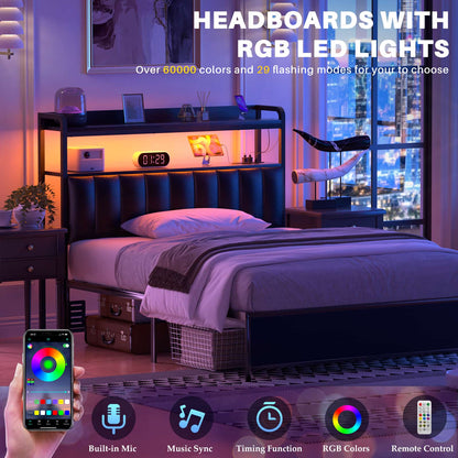 Upholstered Headboards with Outlets, USB Ports and LED Light