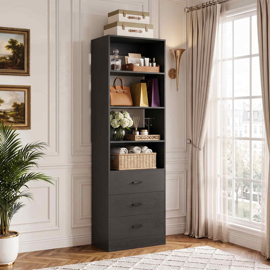 21.3" Closet Organizer and Stoage System with 3 Drawers and Adjustable Shelf