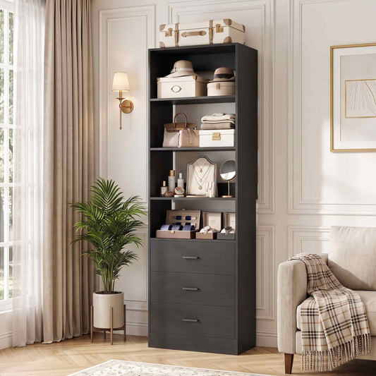 21.3" Closet Organizer and Stoage System with 3 Drawers and Adjustable Shelf