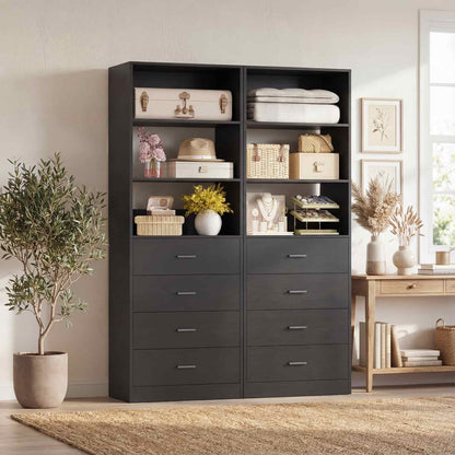 3.55 FT Modular Closet Organizer System with 8 Wood Drawers and 6 Shelves