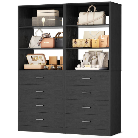 3.55 FT Modular Closet Organizer System with 8 Wood Drawers and 6 Shelves