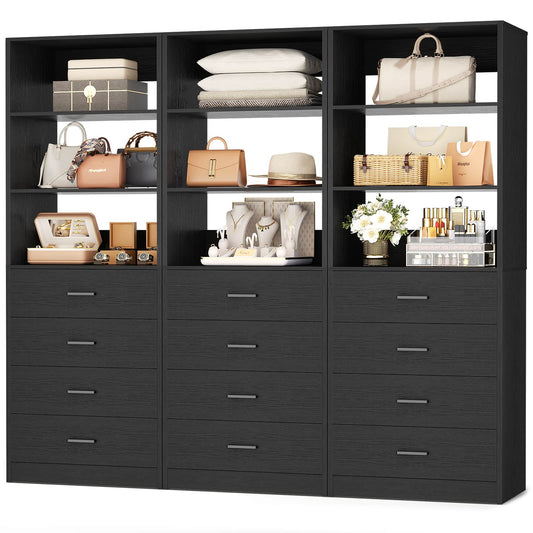 3.55 FT Walk-in Modular Closet Organizer System with 8 Wood Drawers and 6 Shelves