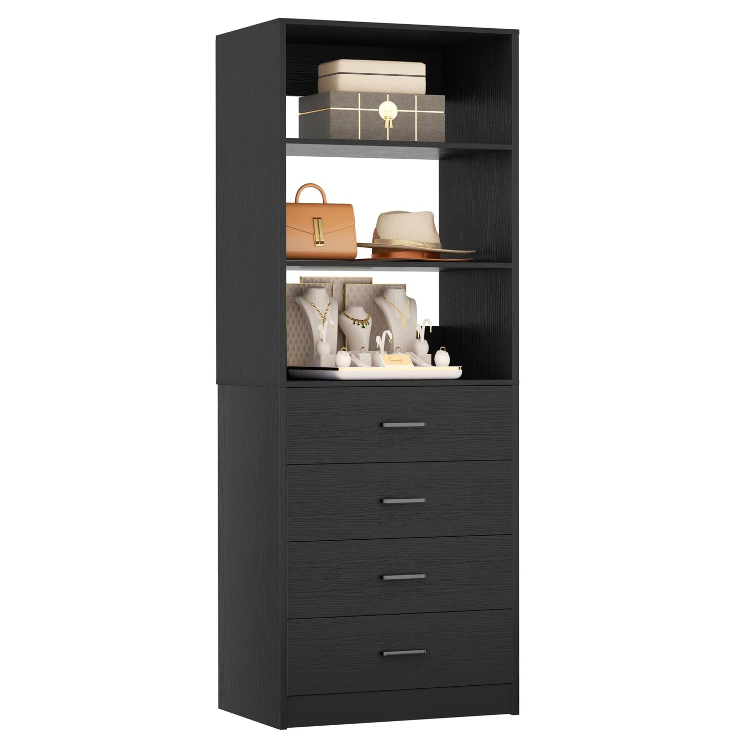 21.3'' Freestanding Closet System with 4 Drawers and Shelves