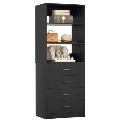 21.3'' Freestanding Closet System with 4 Drawers and Shelves