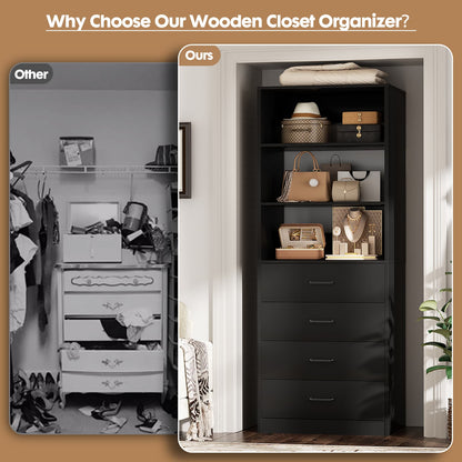 21.3'' Freestanding Closet System with 4 Drawers and Shelves