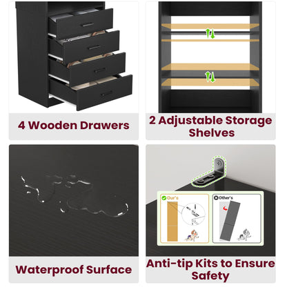 21.3'' Freestanding Closet System with 4 Drawers and Shelves