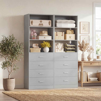 3.55 FT Modular Closet Organizer System with 8 Wood Drawers and 6 Shelves