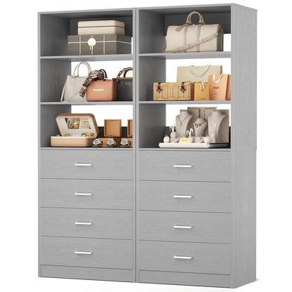 3.55 FT Modular Closet Organizer System with 8 Wood Drawers and 6 Shelves
