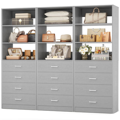 3.55 FT Walk-in Modular Closet Organizer System with 8 Wood Drawers and 6 Shelves