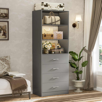 21.3'' Freestanding Closet System with 4 Drawers and Shelves