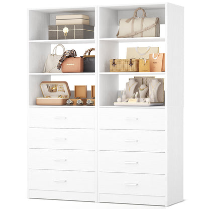 3.55 FT Modular Closet Organizer System with 8 Wood Drawers and 6 Shelves